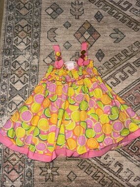 Bonnie Baby Girls Citrus Print Sundress 18 months … VNTG? 100% cotton